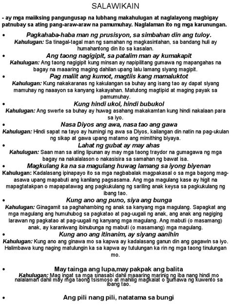 salawikain kahulugan|Salawikain: 260+ Mga Halimbawa ng Salawikain .
